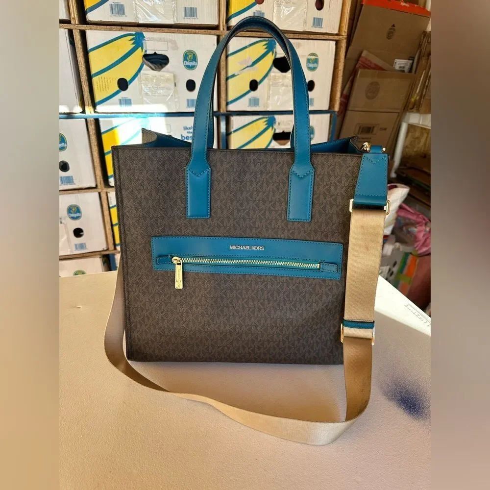 Michael Kors Blue and Brown Men's Bag